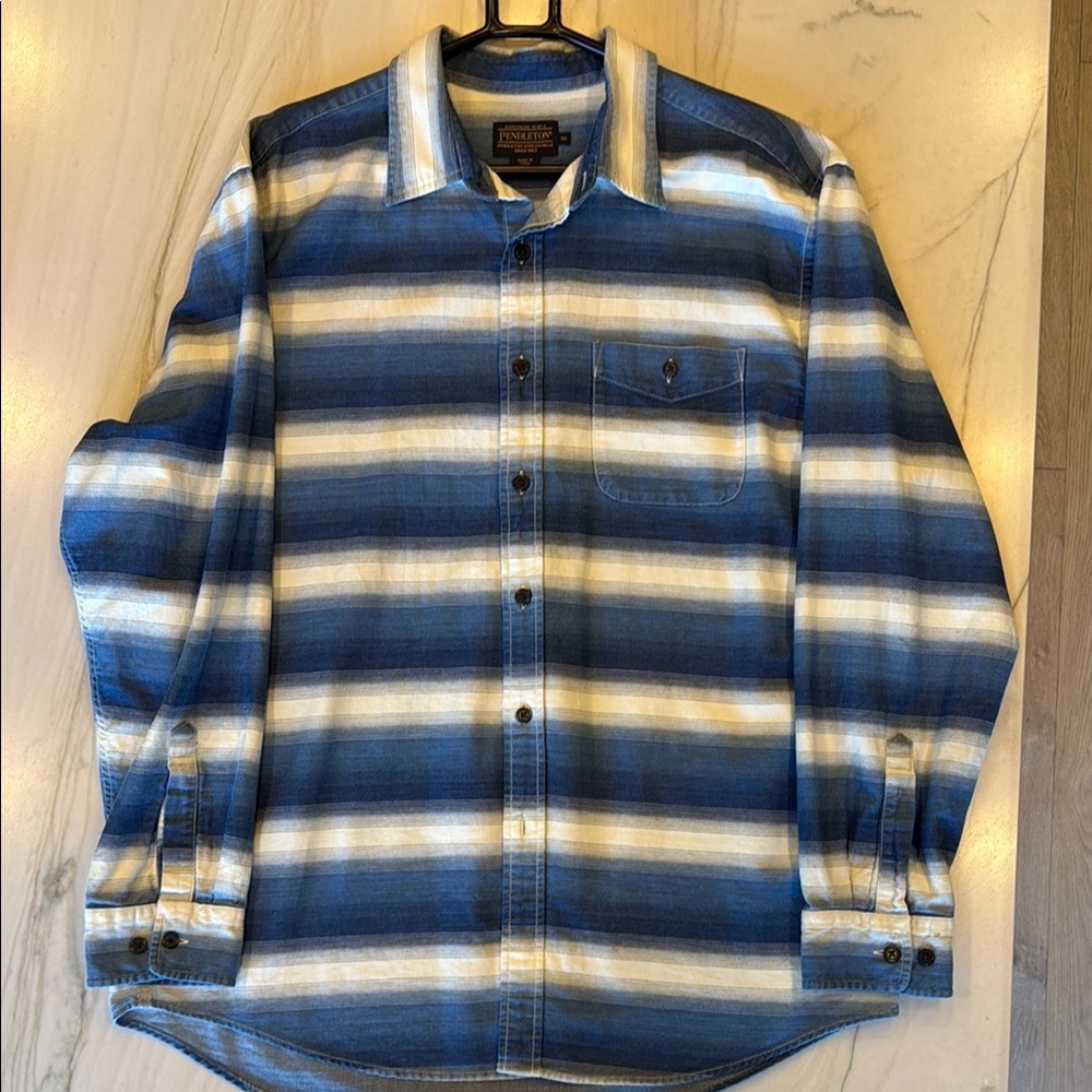 Pendleton Blue and White Casual Button Down Shirt